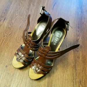 Ralph Lauren Leather Strappy High Heels Shoes
